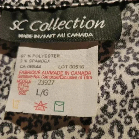 S C Collection Black & Silver Silky  Scoop Blouse Top with Self Ties sz L - Picture 7 of 10